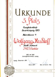 Urkunde aus der ersten Leipziger Bezirksranglistenserie 1979