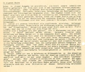Aus dem ersten Heft vom 01. November 1986 – Dietmar Knies –„ In eigener Sache“ Archiv: Prof. Frank Gottert