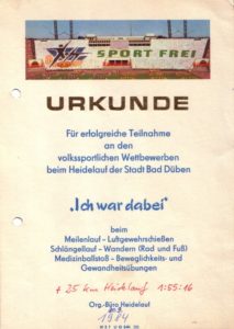 Urkunden der volkssportlichen Wettbewerben 1984 – Archiv: Christian Brendecke