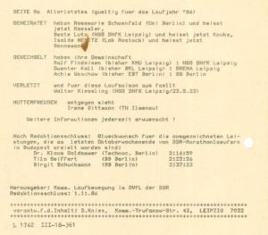 Aus dem ersten Heft vom 01. November 1986 – Vereinswechsel, Verletzungen, Niederkünfte etc. – Archiv: Prof. Frank Gottert