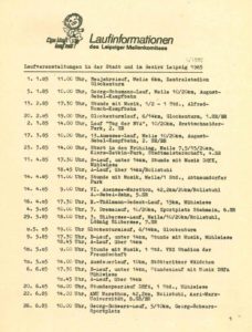 Aus „Laufinformationen des Leipziger Meilenkomitees“ 1/1985, Seite 1, Archiv: Manfred Busse 